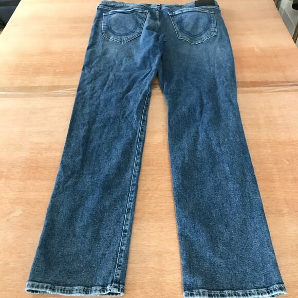 True Religion Geno Relaxed Slim Jeans Men 36x33 Blue Mid Rise Distressed Stretch - Picture 2 of 13